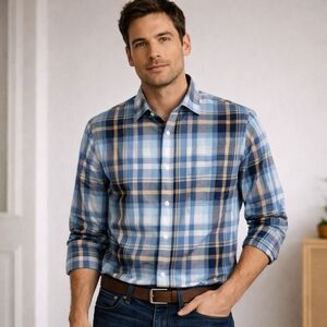 Banana Republic 100% Cotton Stretch Soft Wash Slim Fit Plaid Button-up Shirt